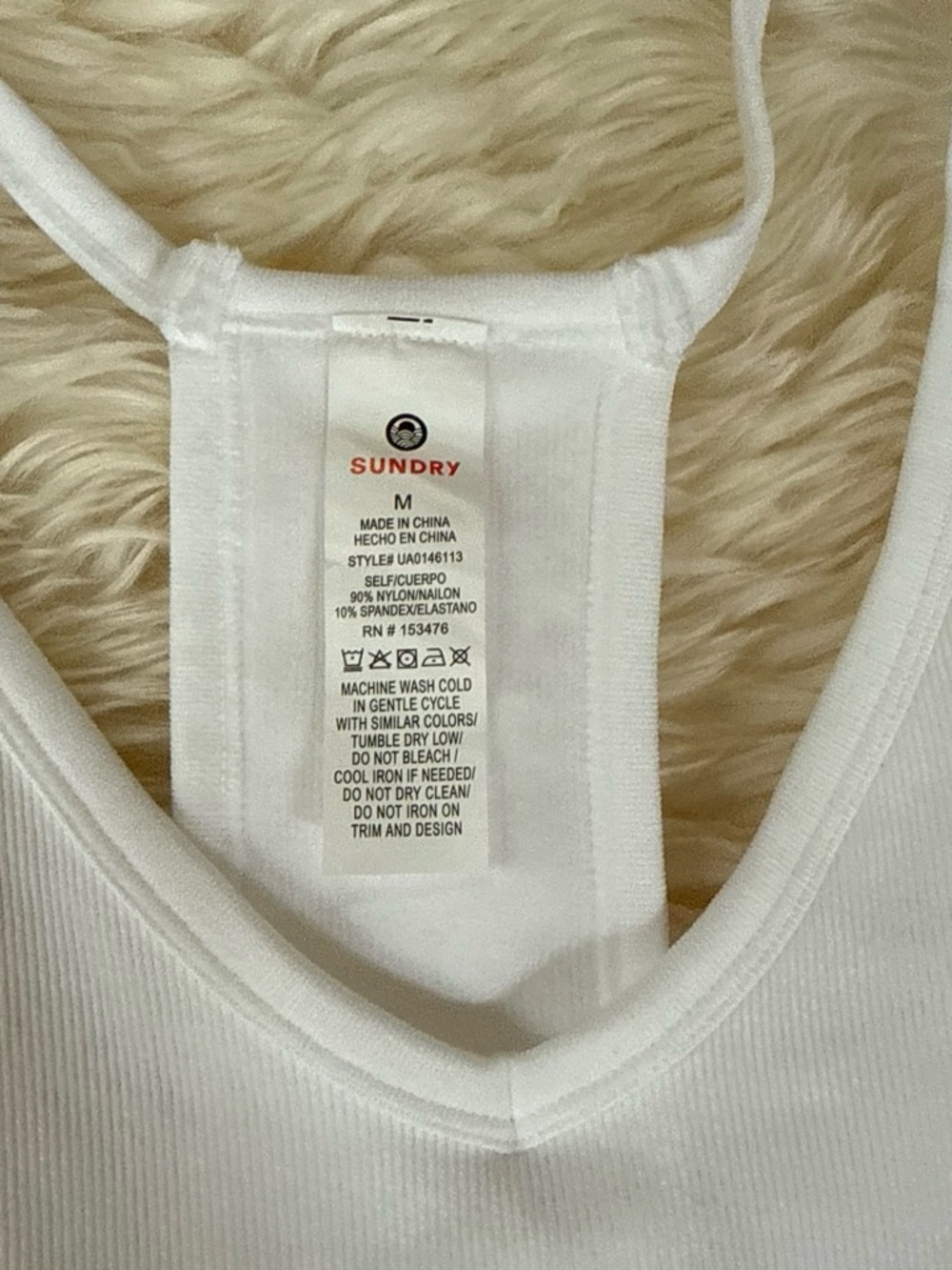 Sundry White Ribbed V-Neck Racerback Tank - Picture 2 of 3